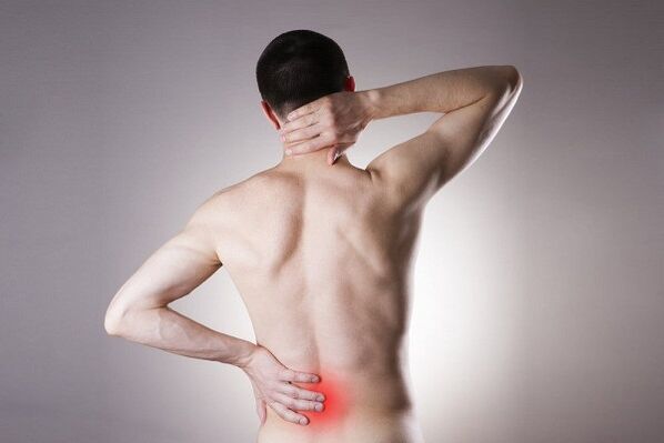 Pain in the lumbar region. 